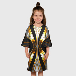 Платье клеш для девочки Неоновый узор стальная бабочка, цвет: 3D-принт — фото 2