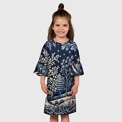 Платье клеш для девочки Ледяные узоры нового года, цвет: 3D-принт — фото 2