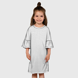 Платье клеш для девочки Черный горох на белом фоне, цвет: 3D-принт — фото 2