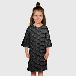 Платье клеш для девочки Черная кожа рептилии, цвет: 3D-принт — фото 2