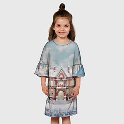 Платье клеш для девочки Звездное кружево новогодней ночи, цвет: 3D-принт — фото 2