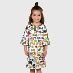 Платье клеш для девочки Много ребусов, цвет: 3D-принт — фото 2
