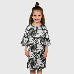 Платье клеш для девочки Треугольник и линии, цвет: 3D-принт — фото 2