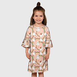 Платье клеш для девочки Новогодние привидения, цвет: 3D-принт — фото 2