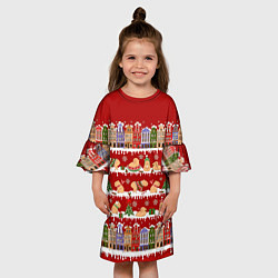Платье клеш для девочки Капибара на Новый год, цвет: 3D-принт — фото 2