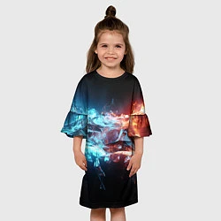 Платье клеш для девочки Лед и пламя абстракция, цвет: 3D-принт — фото 2