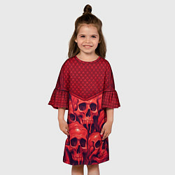 Платье клеш для девочки Расплавленные красные черепа, цвет: 3D-принт — фото 2