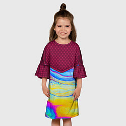 Платье клеш для девочки Разводы мыльного пузырька, цвет: 3D-принт — фото 2