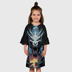 Платье клеш для девочки Крылатый властитель символ года, цвет: 3D-принт — фото 2