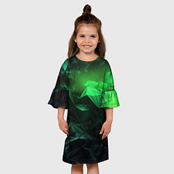 Платье клеш для девочки Глубина зеленого абстракции, цвет: 3D-принт — фото 2