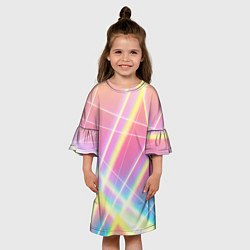 Платье клеш для девочки Хаотичные неоновые линии, цвет: 3D-принт — фото 2