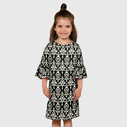 Платье клеш для девочки Черно-белый орнамент, цвет: 3D-принт — фото 2