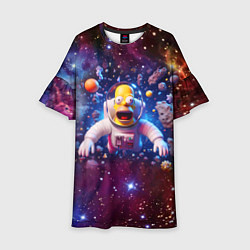 Платье клеш для девочки Homer Simpson in space - ai art, цвет: 3D-принт