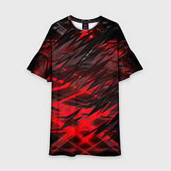 Платье клеш для девочки Черно красные текстуры, цвет: 3D-принт