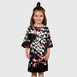Платье клеш для девочки Черные разломы, цвет: 3D-принт — фото 2