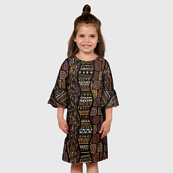Платье клеш для девочки Волнистый этнический орнамент, цвет: 3D-принт — фото 2