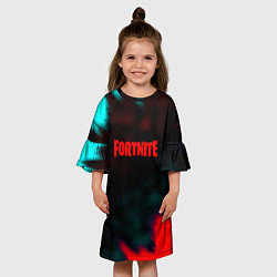 Платье клеш для девочки Fortnite неон эпик, цвет: 3D-принт — фото 2