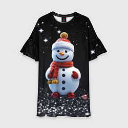 Платье клеш для девочки Милый снеговик на Рождество, цвет: 3D-принт