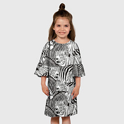 Платье клеш для девочки Зебры и тигры, цвет: 3D-принт — фото 2
