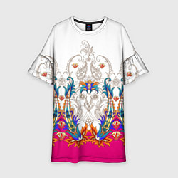 Платье клеш для девочки Цветочный сказочный узор, цвет: 3D-принт