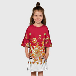 Платье клеш для девочки Сказочный цветочный узор, цвет: 3D-принт — фото 2