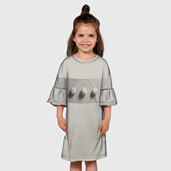 Платье клеш для девочки Сад камней: многоточие, цвет: 3D-принт — фото 2
