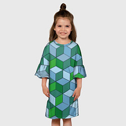 Платье клеш для девочки Ромбовая симфония, цвет: 3D-принт — фото 2