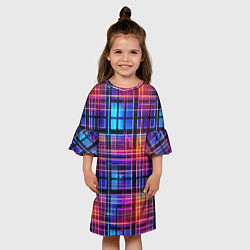 Платье клеш для девочки Неоновый паттерн, цвет: 3D-принт — фото 2