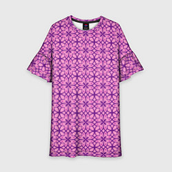Платье клеш для девочки Фиолетовый орнамент, цвет: 3D-принт