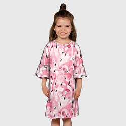 Платье клеш для девочки Стая розовых фламинго, цвет: 3D-принт — фото 2