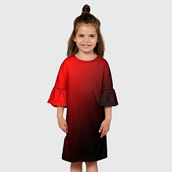 Платье клеш для девочки Градиент красно-чёрный диагональ, цвет: 3D-принт — фото 2