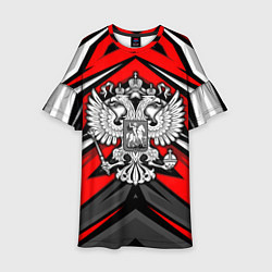 Платье клеш для девочки Россия - красная геометрия, цвет: 3D-принт