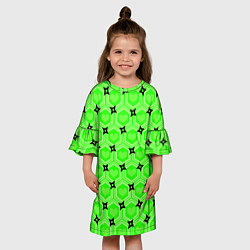Платье клеш для девочки Сердечки и сюрикены, цвет: 3D-принт — фото 2