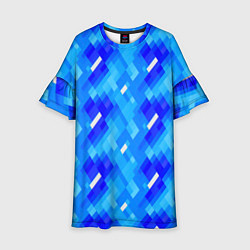 Платье клеш для девочки Синее пиксельное полотно, цвет: 3D-принт