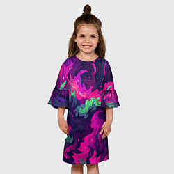 Платье клеш для девочки Неопределенный яркий камуфляж, цвет: 3D-принт — фото 2
