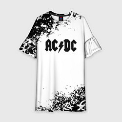 Платье клеш для девочки AC DC anarchy rock, цвет: 3D-принт