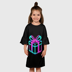 Платье клеш для девочки Неоновый подарок, цвет: 3D-принт — фото 2