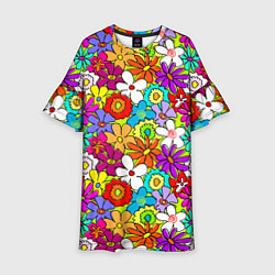 Платье клеш для девочки Floral multicolour, цвет: 3D-принт