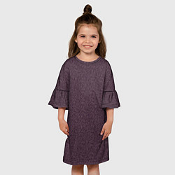 Платье клеш для девочки Однотонный бордовый рябь, цвет: 3D-принт — фото 2