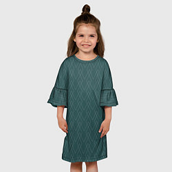 Платье клеш для девочки Зелёный геометричные линии, цвет: 3D-принт — фото 2