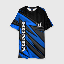 Платье клеш для девочки Honda motors - синяя спортивная абстракция, цвет: 3D-принт