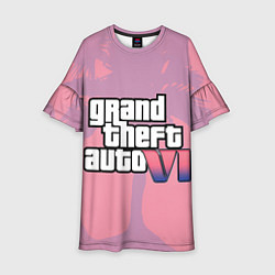Платье клеш для девочки GTA 6 pink, цвет: 3D-принт