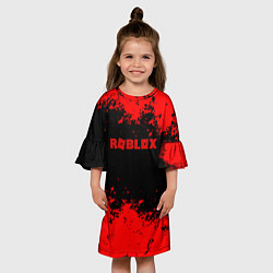 Платье клеш для девочки Роблокс краски красные, цвет: 3D-принт — фото 2