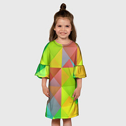 Платье клеш для девочки Разноцветные фигуры, цвет: 3D-принт — фото 2