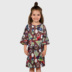 Платье клеш для девочки Ёлочные игрушки, цвет: 3D-принт — фото 2
