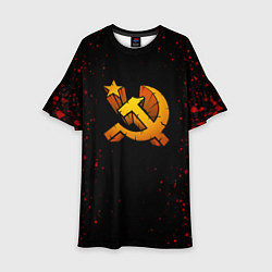 Платье клеш для девочки Серп и молот СССР краски, цвет: 3D-принт