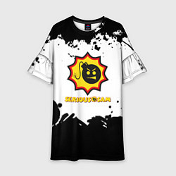 Платье клеш для девочки Serious Sam game краски чернобелые, цвет: 3D-принт