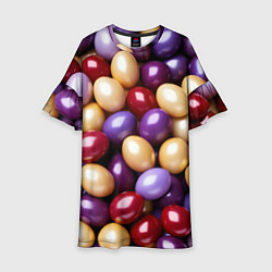 Детское платье Красные и фиолетовые пасхальные яйца