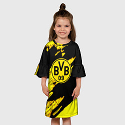 Платье клеш для девочки Боруссия Дортмунд желтый спорт, цвет: 3D-принт — фото 2