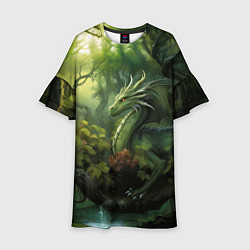 Детское платье Лесной зеленый дракон символ 2024 года